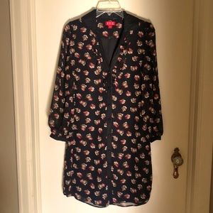 Black floral shirt dress